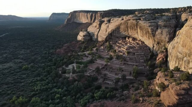 The ancient cliff dwellings of mesa verde national park are nestled within a canyon, showcasing the rich history and architectural heritage of the anasazi people