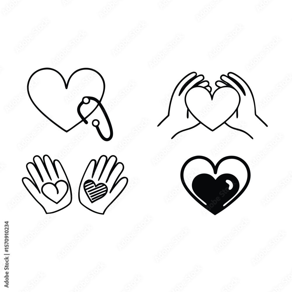 Aufkleber comprehensive collection of care and support icons designed for various applications featuring symbo