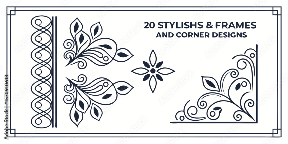 Poster A set of twenty stylish frames and corner design elements perfect for adding decorative accents to invitations posters and various creative projects with a modern