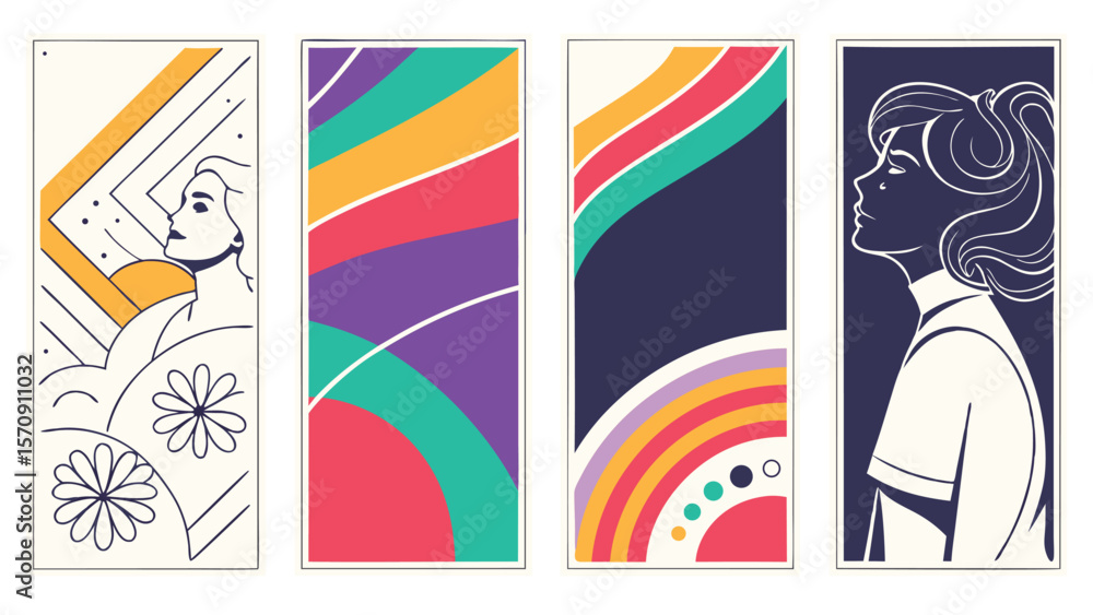 Poster four abstract gradient backgrounds featuring vibrant color combinations ideal for banners advertisem