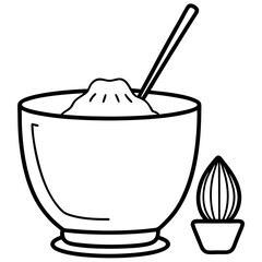 Matcha Green Tea line art vector