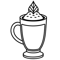 Matcha Green Tea line art vector