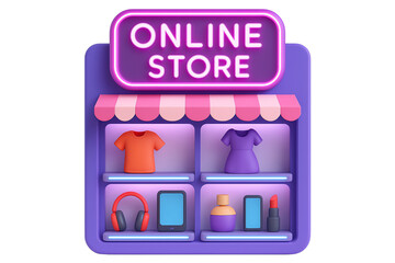 Isolated Ecommerce Online Shop 3D Render Icon Illustration