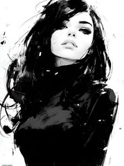 Fashion illustration.Beautiful fashion sketches.Stylish fashion models. Fashion girls.Style woman portrait.High fashion, generative ai