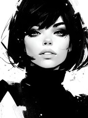 Fashion illustration.Beautiful fashion sketches.Stylish fashion models. Fashion girls.Style woman portrait.High fashion, generative ai