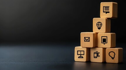 Creative Mind Mapping with Wooden Cubes - Business Concept Visualization