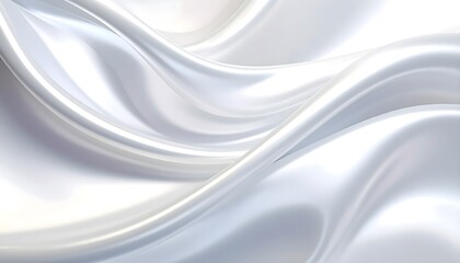 Obraz premium White iridescent gradient with pearlescent textures, smooth abstract flow