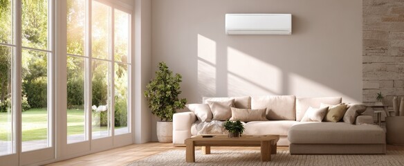 The inviting living room with a comfortable couch and natural sunlight.