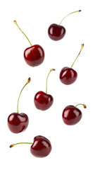 Falling cherry isolated on transparent background