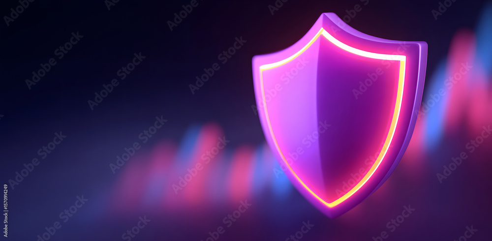 Poster 3d technology shield icon cybersecurity data protection business context