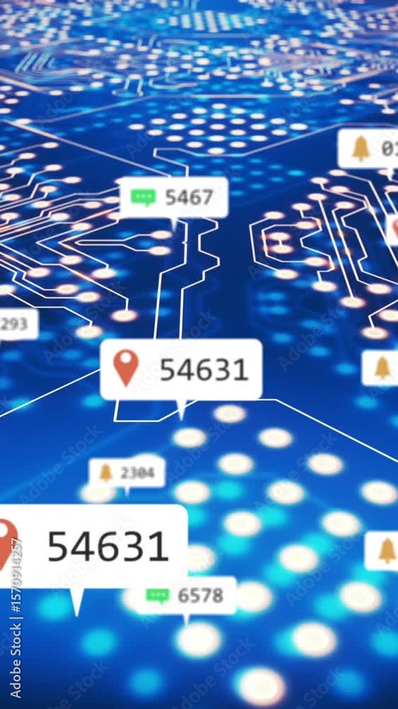 Poster animation of social media icons over processor socket