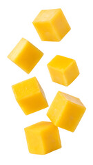 Falling Mango cube isolated on transparent background