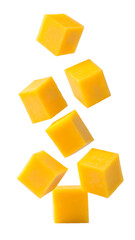 Falling Mango cube isolated on transparent background