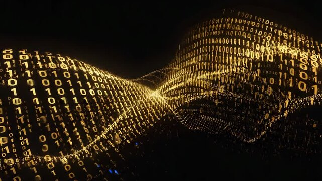 Binary Code Wave in Motion, Representing Technology and Innovation