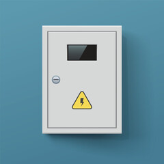 a closed electric panel with danger icon