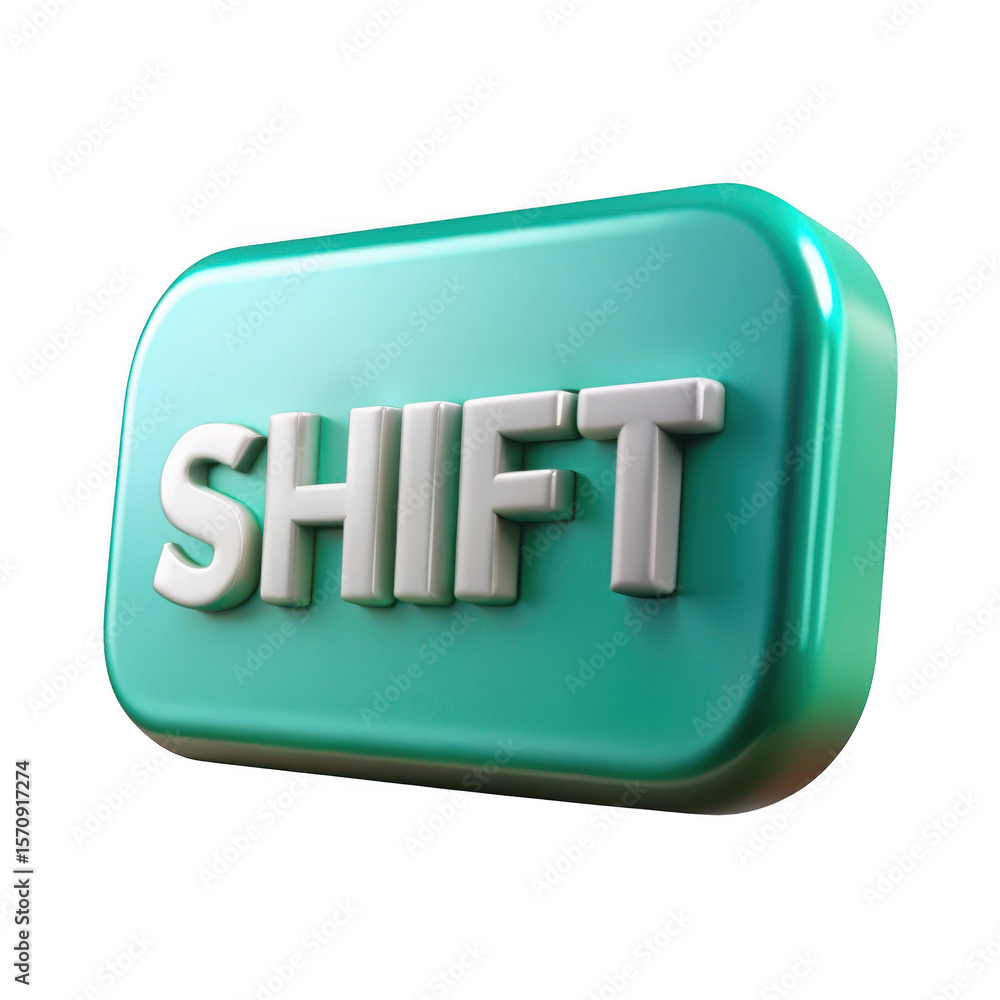 Poster 3d teal shift key isolated on transparent background