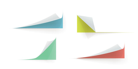 realistic various paper curled corners in set