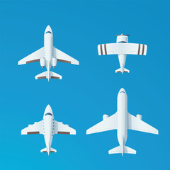 various set of cute aircrafts in set