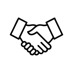 "Simple Handshake Icon Black Outline – Business Partnership, Agreement, Collaboration Symbol for Corporate Deal or Contract Success"