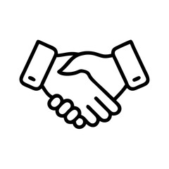"Simple Handshake Icon Black Outline – Business Partnership, Agreement, Collaboration Symbol for Corporate Deal or Contract Success"