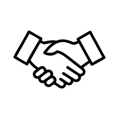 "Simple Handshake Icon Black Outline – Business Partnership, Agreement, Collaboration Symbol for Corporate Deal or Contract Success"