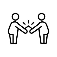 "Simple Handshake Icon Black Outline – Business Partnership, Agreement, Collaboration Symbol for Corporate Deal or Contract Success"