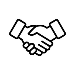 "Simple Handshake Icon Black Outline – Business Partnership, Agreement, Collaboration Symbol for Corporate Deal or Contract Success"