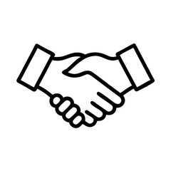 "Simple Handshake Icon Black Outline – Business Partnership, Agreement, Collaboration Symbol for Corporate Deal or Contract Success"