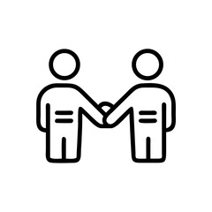 "Simple Handshake Icon Black Outline – Business Partnership, Agreement, Collaboration Symbol for Corporate Deal or Contract Success"