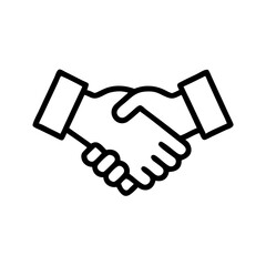 "Simple Handshake Icon Black Outline – Business Partnership, Agreement, Collaboration Symbol for Corporate Deal or Contract Success"