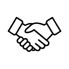 "Simple Handshake Icon Black Outline – Business Partnership, Agreement, Collaboration Symbol for Corporate Deal or Contract Success"