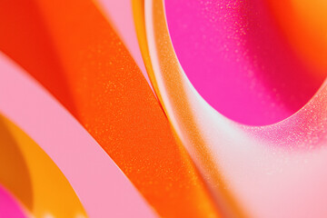Abstract background with smooth gradient waves in pink and orange, accented by subtle glitter effect. Soft curves add depth and motion, creating a joyful, vibrant, and girlie and feminine composition.