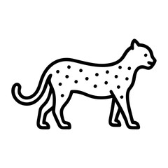 Obraz premium Leopard walking in outline style with dotted patterns 