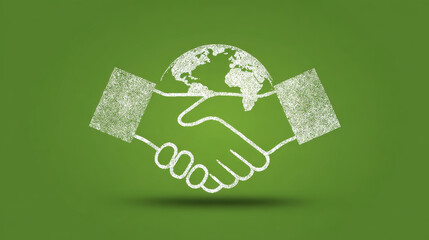 This image shows a handshake embracing the globe, symbolizing global unity and cooperation.