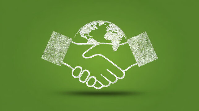 This image shows a handshake embracing the globe, symbolizing global unity and cooperation.