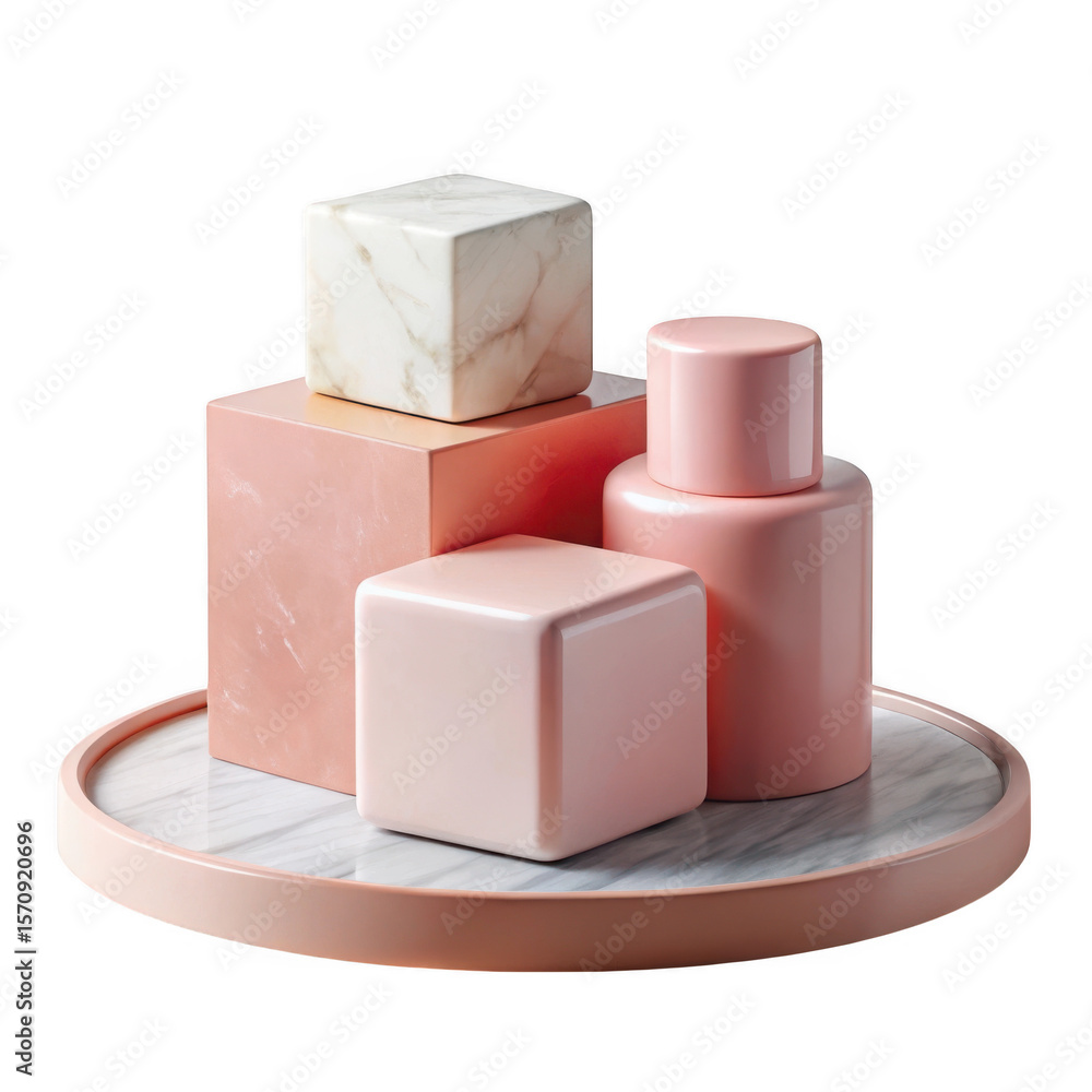 Poster 3d abstract geometric shapes composition isolated on transparent background