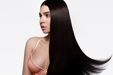 A Beautiful and Elegant Portrait Depicting a Woman with Exquisite Makeup and Intricate Nail Art