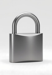 Closed Metal Padlock Security Lock on White Background