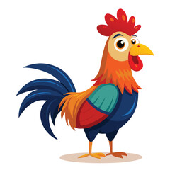 Cartoon Rooster Full Body Side View Design