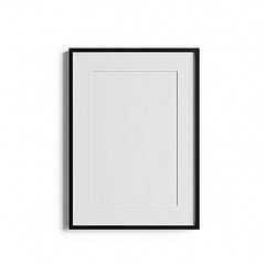 Ultra-realistic front view of a modern picture frame, centered and isolated on a clean white background. Minimalist design with thin black or wooden border, no artwork inside (blank)