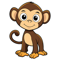 Happy monkey smiles with its adorable cartoon features in a cheerful vector
