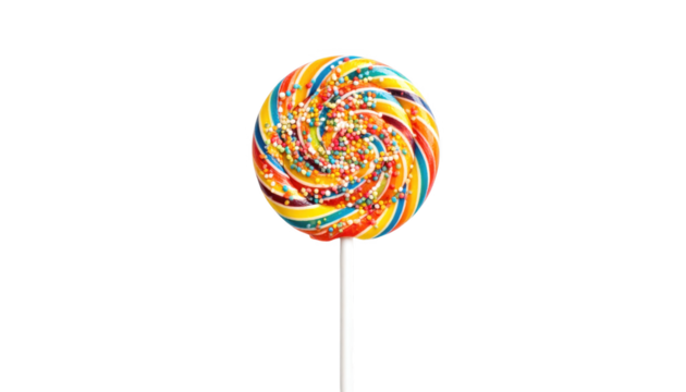 Colorful round lollipop isolated on transparent background