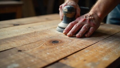 Reclaimed Wood Restoration Sanding Smooth Rustic Wood Panels for Home Renovation Projects
