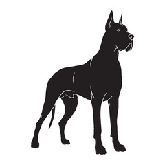 Artistic Great Dane digital black profile, featuring a minimalist yet striking aesthetic - Great Dane silhouette - Great Dane Vector - Silhouette of Great Dane - dog silhouette


