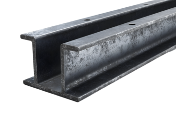 Metal I-Beam on Transparent Background