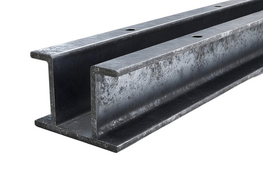 Metal I-Beam on Transparent Background