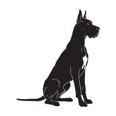 Gentle Great Dane black vector graphic, reflecting its calm and loving temperament - Great Dane silhouette - Great Dane Vector - Silhouette of Great Dane - dog silhouette

