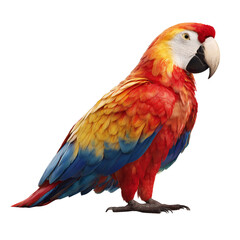 Obraz premium Extraordinary macaw with fiery red head on transparent background