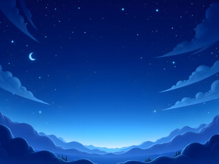 Obraz premium illustration of blue hills under the tranquil night sky