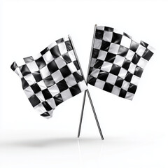 Fototapeta premium Checkered Flags: Race Finish , white background cut out PNG